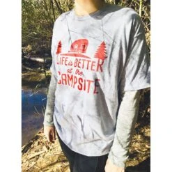 CAMCO Life Is Better At The Campsite Gray & Burgundy Shirt 10 CAMCO Life Is Better At The Campsite Gray & Burgundy Shirt -Camcos Shop 53207 53208 53209 53210 53211 inuse z
