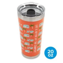 Camco Life Is Better At The Campsite 20 Oz Pink/Melon Printed Tumbler