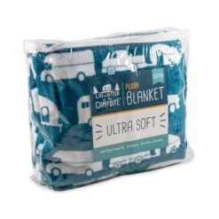 Camco Life Is Better At The Campsite Queen Size Plush Fleece Blanket - Blue