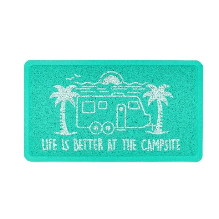 Camco Life Is Better At The Campsite Teal RV Beach Bum Design Scrub Rug Welcome Mat 3 Camco Life Is Better At The Campsite Teal RV Beach Bum Design Scrub Rug Welcome Mat