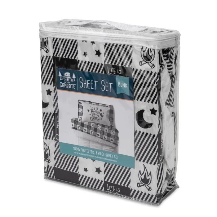 Camco Life Is Better At The Campsite Buffalo Plaid RV Bunk Bed Sheet Set 3 Camco Life Is Better At The Campsite Buffalo Plaid RV Bunk Bed Sheet Set