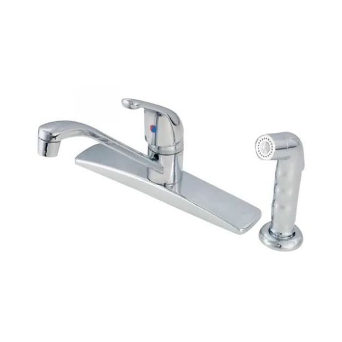 American Brass Company Chrome Single Handle D-Spout Kitchen Faucet With Spray Kit 3 American Brass Company Chrome Single Handle D-Spout Kitchen Faucet With Spray Kit