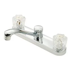 American Brass Company Chrome Long Neck Crystal Knob Kitchen Faucet