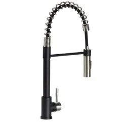 Lippert Flow Max Black/Stainless Steel Coiled Pull-Down Kitchen Faucet